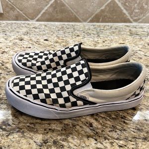Vans checkered light weight slip ons